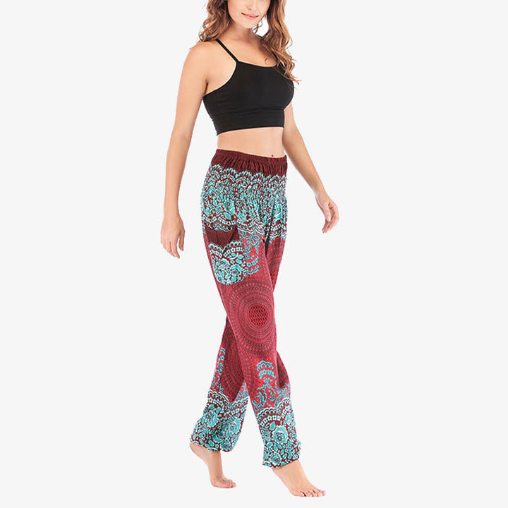 Pantalon de yoga taille haute pour femme, ample et décontracté, motif géométrique rond avec Buddha Stones - image 8