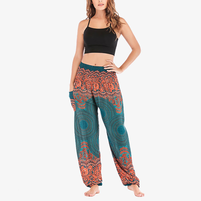 Pantalon de yoga taille haute pour femme, ample et décontracté, motif géométrique rond avec Buddha Stones - image 20