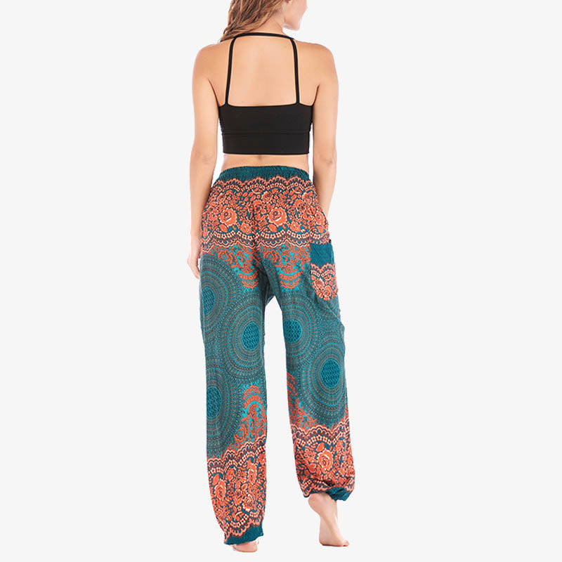 Pantalon de yoga taille haute pour femme, ample et décontracté, motif géométrique rond avec Buddha Stones - image 23