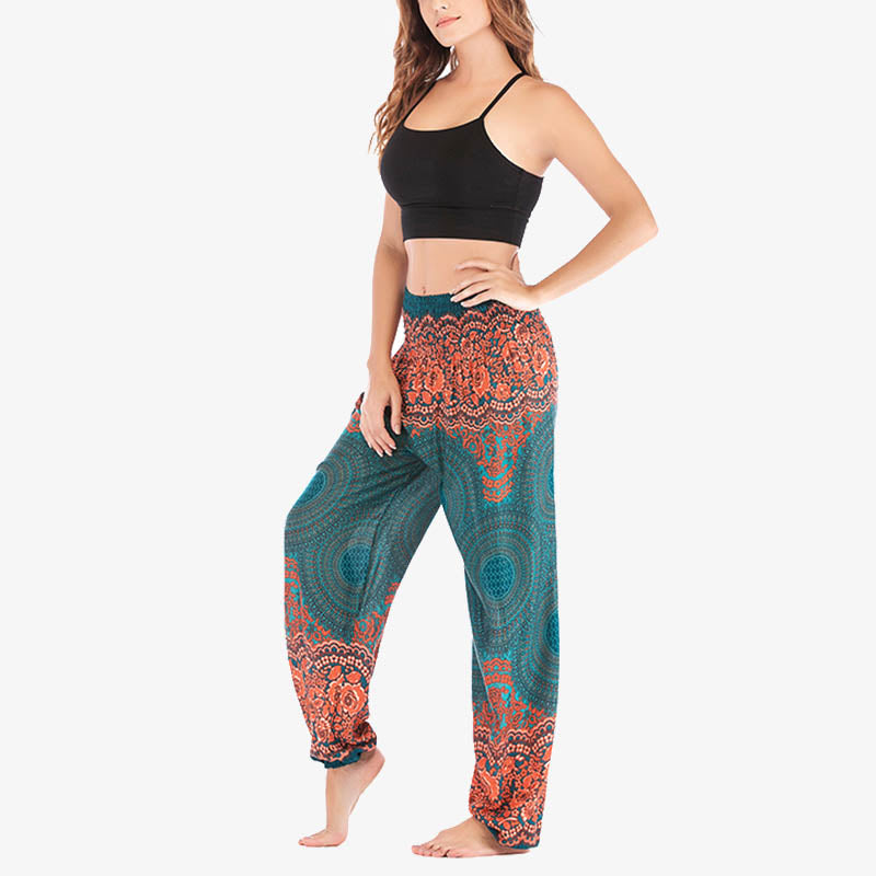 Pantalon de yoga taille haute pour femme, ample et décontracté, motif géométrique rond avec Buddha Stones - image 29