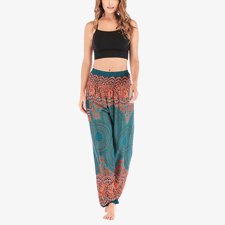Pantalon de yoga taille haute pour femme, ample et décontracté, motif géométrique rond avec Buddha Stones - image 25