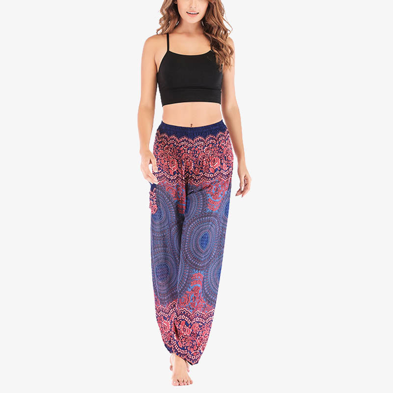 Pantalon de yoga taille haute pour femme, ample et décontracté, motif géométrique rond avec Buddha Stones - image 32