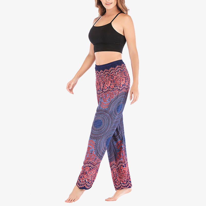 Pantalon de yoga taille haute pour femme, ample et décontracté, motif géométrique rond avec Buddha Stones - image 35