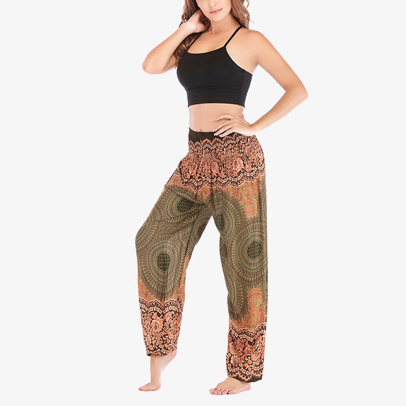 Pantalon de yoga taille haute pour femme, ample et décontracté, motif géométrique rond avec Buddha Stones - image 46