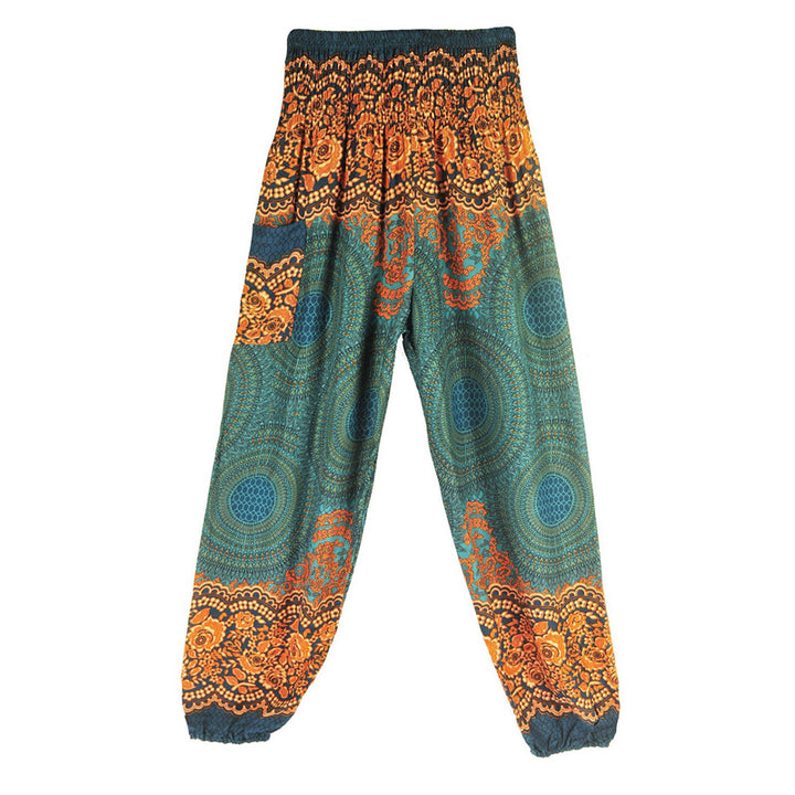 Pantalon de yoga taille haute pour femme, ample et décontracté, motif géométrique rond avec Buddha Stones - image 24