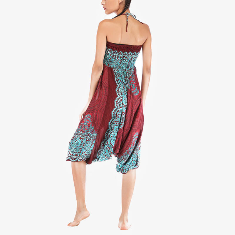 Buddha Stones ample à smocks avec motif géométrique rond et deux styles pour femme, taille haute, pantalon de yoga - image 8