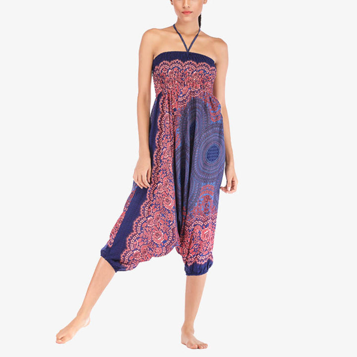 Buddha Stones ample à smocks avec motif géométrique rond et deux styles pour femme, taille haute, pantalon de yoga - image 16
