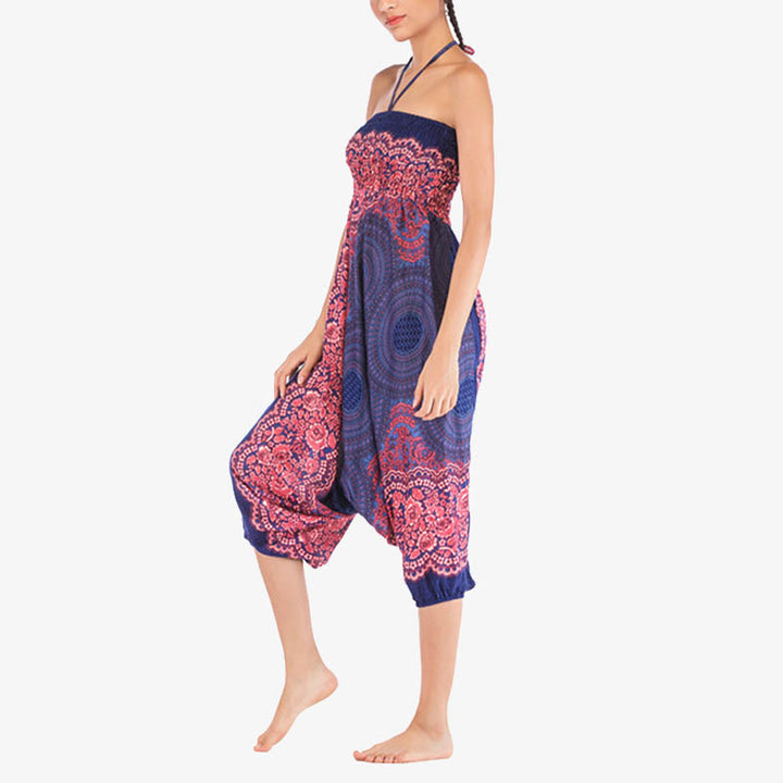 Buddha Stones ample à smocks avec motif géométrique rond et deux styles pour femme, taille haute, pantalon de yoga - image 17