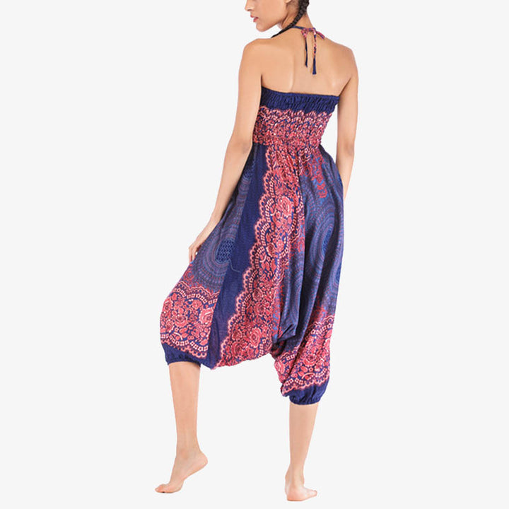 Buddha Stones ample à smocks avec motif géométrique rond et deux styles pour femme, taille haute, pantalon de yoga - image 18