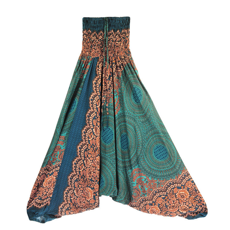 Buddha Stones ample à smocks avec motif géométrique rond et deux styles pour femme, taille haute, pantalon de yoga - Vert-US2-12，UK/AU6-16，EU34-44 (F) - image 19