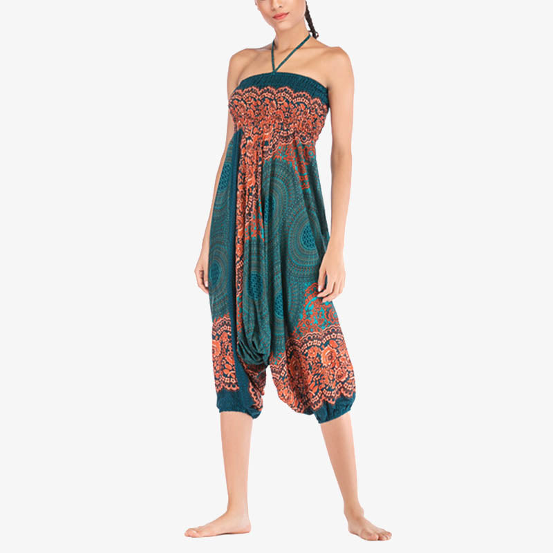 Buddha Stones ample à smocks avec motif géométrique rond et deux styles pour femme, taille haute, pantalon de yoga - image 26