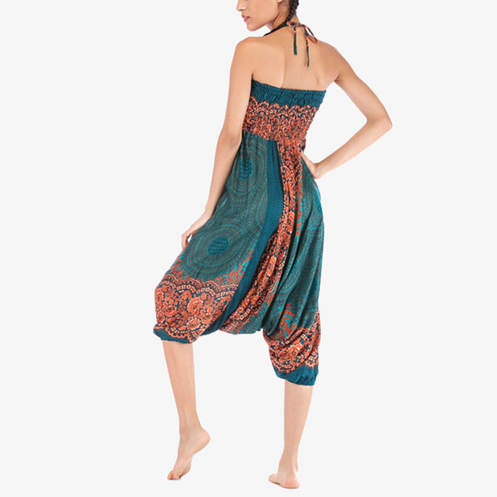 Buddha Stones ample à smocks avec motif géométrique rond et deux styles pour femme, taille haute, pantalon de yoga - image 27