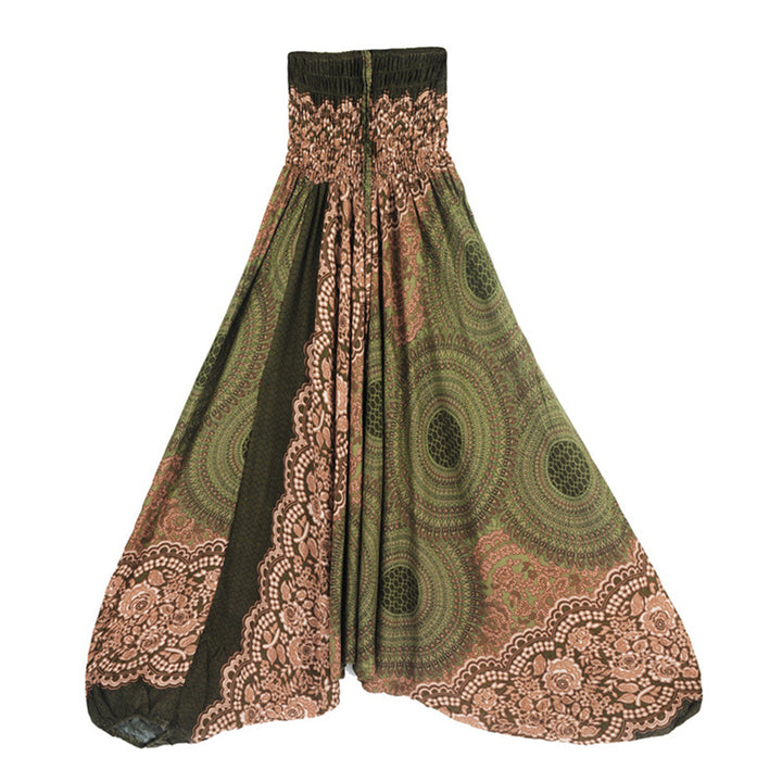 Buddha Stones ample à smocks avec motif géométrique rond et deux styles pour femme, taille haute, pantalon de yoga - Vert clair - US 2-12, UK/AU 6-16, EU 34-44 (F) - image 37
