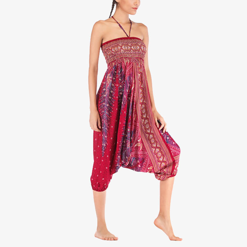 Pantalon ample à smocks et motif géométrique avec Buddha Stones , deux styles différents, pour femme, idéal pour le yoga - image 6