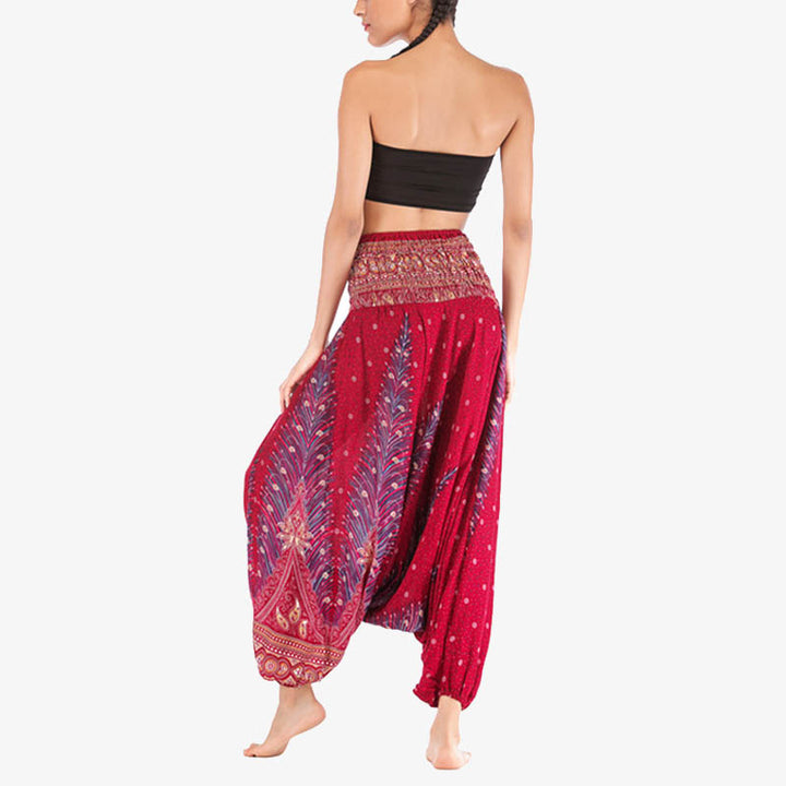 Pantalon ample à smocks et motif géométrique avec Buddha Stones , deux styles différents, pour femme, idéal pour le yoga - image 5