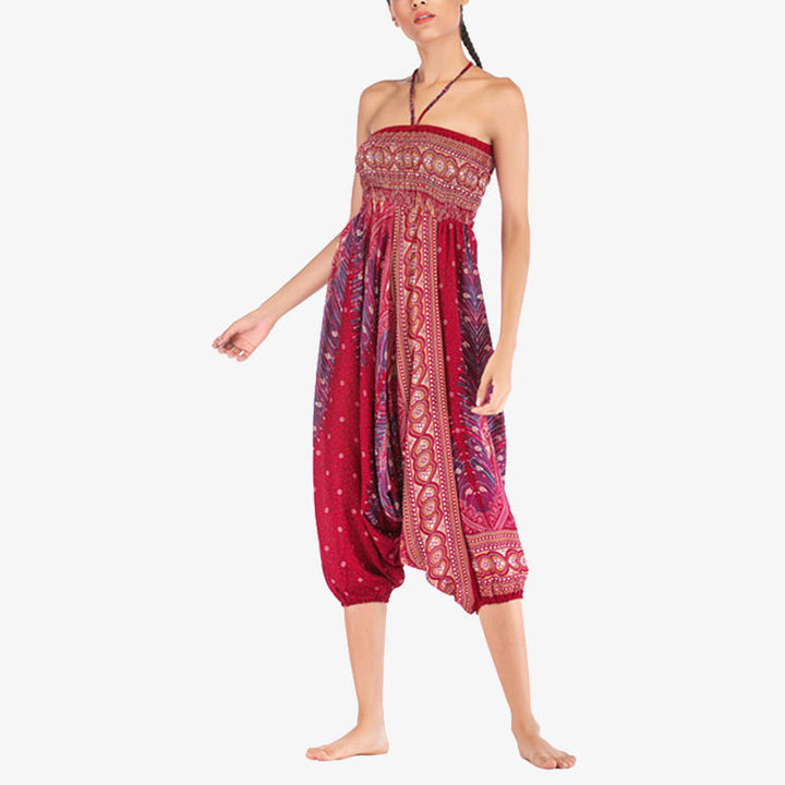 Pantalon ample à smocks et motif géométrique avec Buddha Stones , deux styles différents, pour femme, idéal pour le yoga - image 7