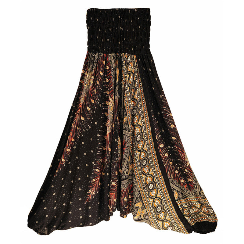 Pantalon ample à smocks et motif géométrique avec Buddha Stones , deux styles différents, pour femme, idéal pour le yoga - Paon noir - US2-12, UK/AU6-16, EU34-44 (F) - image 18