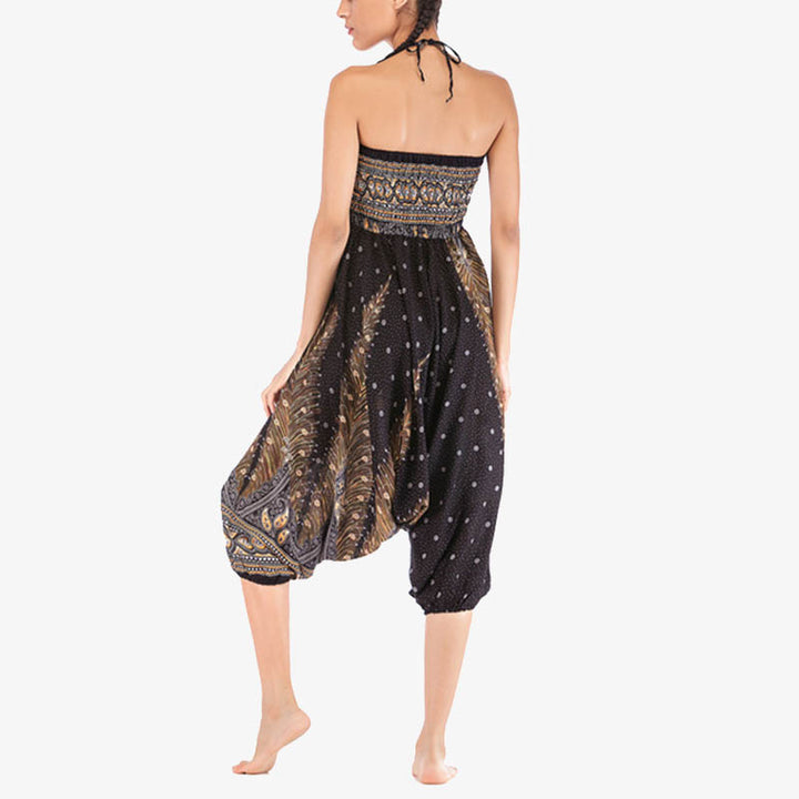 Pantalon ample à smocks et motif géométrique avec Buddha Stones , deux styles différents, pour femme, idéal pour le yoga - image 26