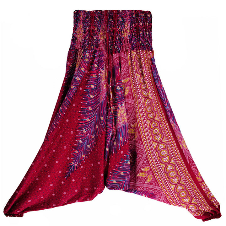 Pantalon ample à smocks et motif géométrique avec Buddha Stones , deux styles différents, pour femme, idéal pour le yoga - image 9
