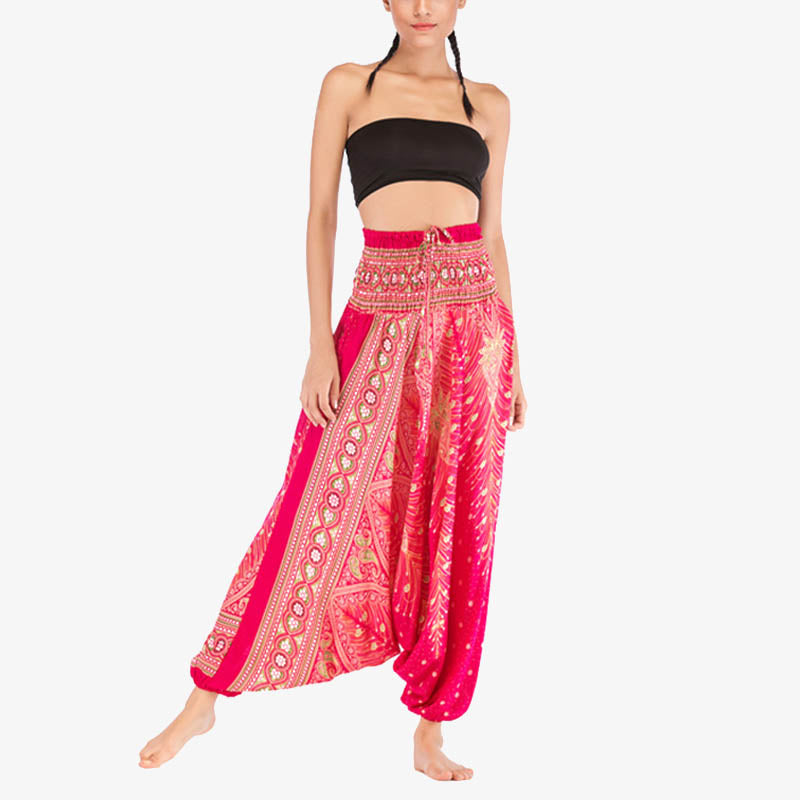 Pantalon ample à smocks et motif géométrique avec Buddha Stones , deux styles différents, pour femme, idéal pour le yoga - image 11