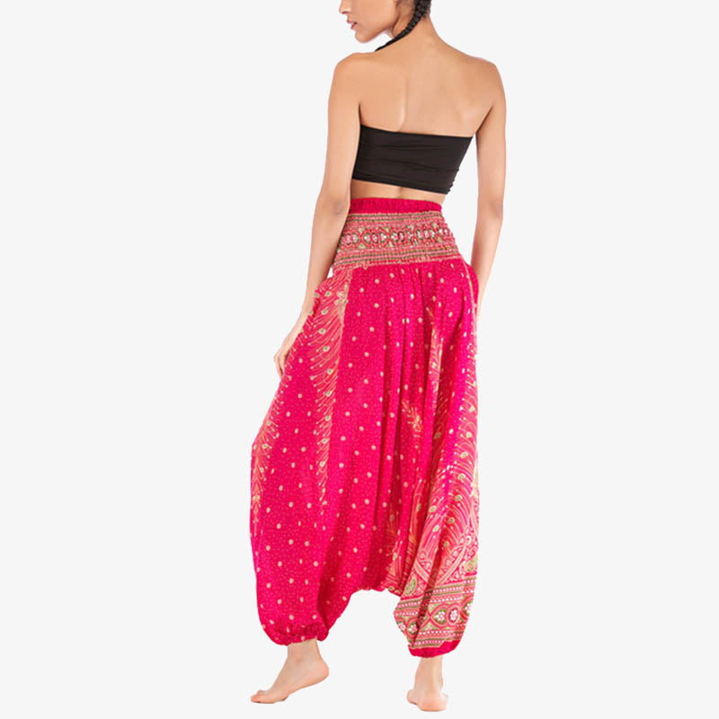 Pantalon ample à smocks et motif géométrique avec Buddha Stones , deux styles différents, pour femme, idéal pour le yoga - image 14