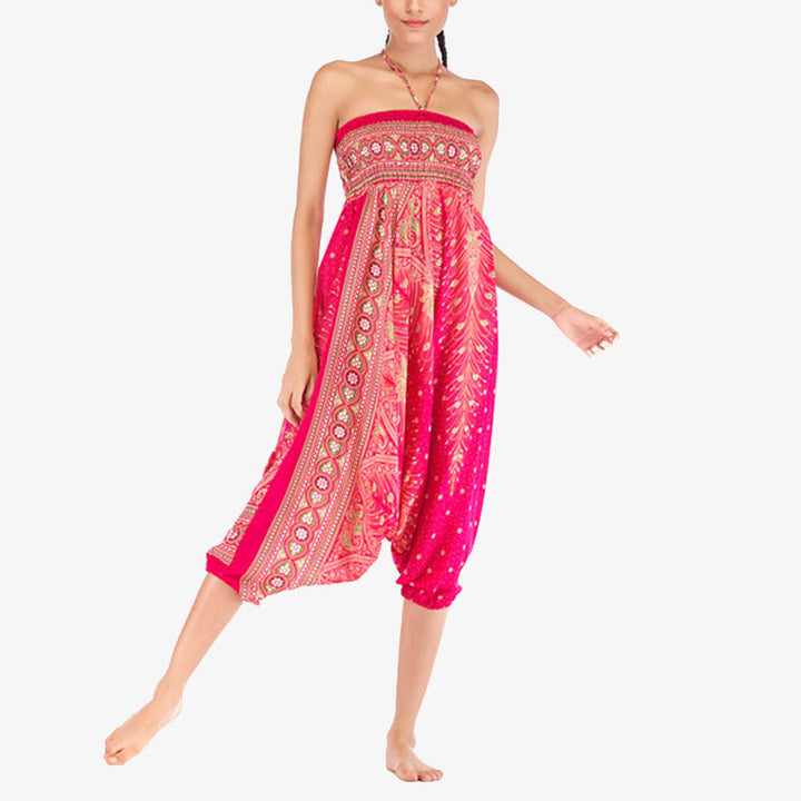 Pantalon ample à smocks et motif géométrique avec Buddha Stones , deux styles différents, pour femme, idéal pour le yoga - image 17