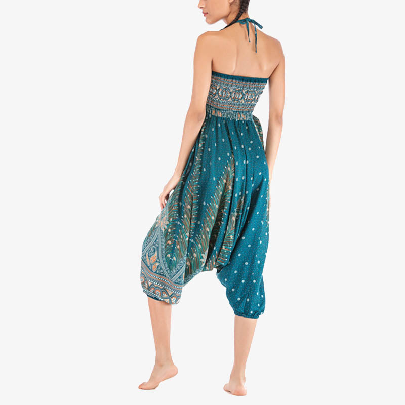 Pantalon ample à smocks et motif géométrique avec Buddha Stones , deux styles différents, pour femme, idéal pour le yoga - image 35