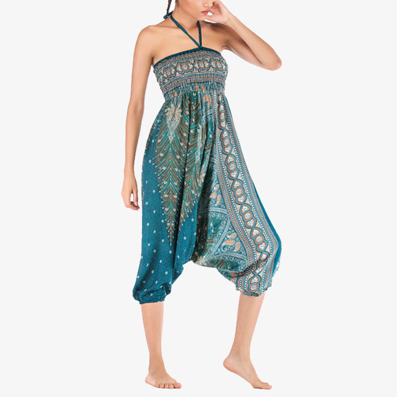 Pantalon ample à smocks et motif géométrique avec Buddha Stones , deux styles différents, pour femme, idéal pour le yoga - image 34