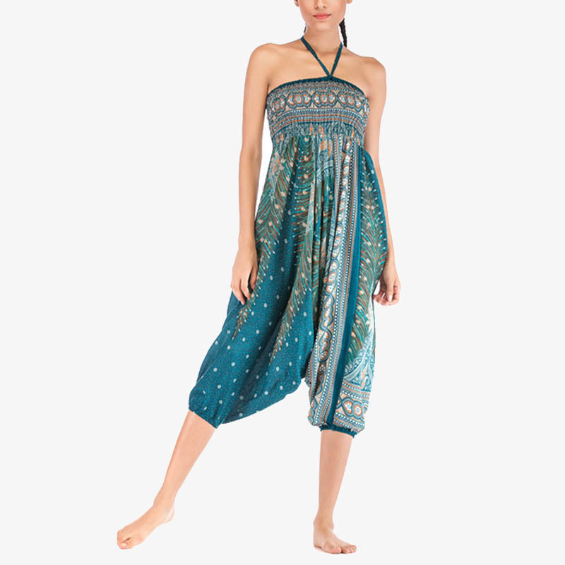 Pantalon ample à smocks et motif géométrique avec Buddha Stones , deux styles différents, pour femme, idéal pour le yoga - image 33