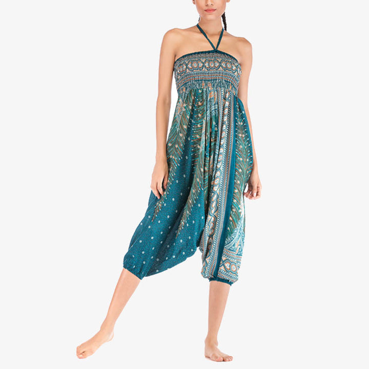 Pantalon ample à smocks et motif géométrique avec Buddha Stones , deux styles différents, pour femme, idéal pour le yoga - image 33