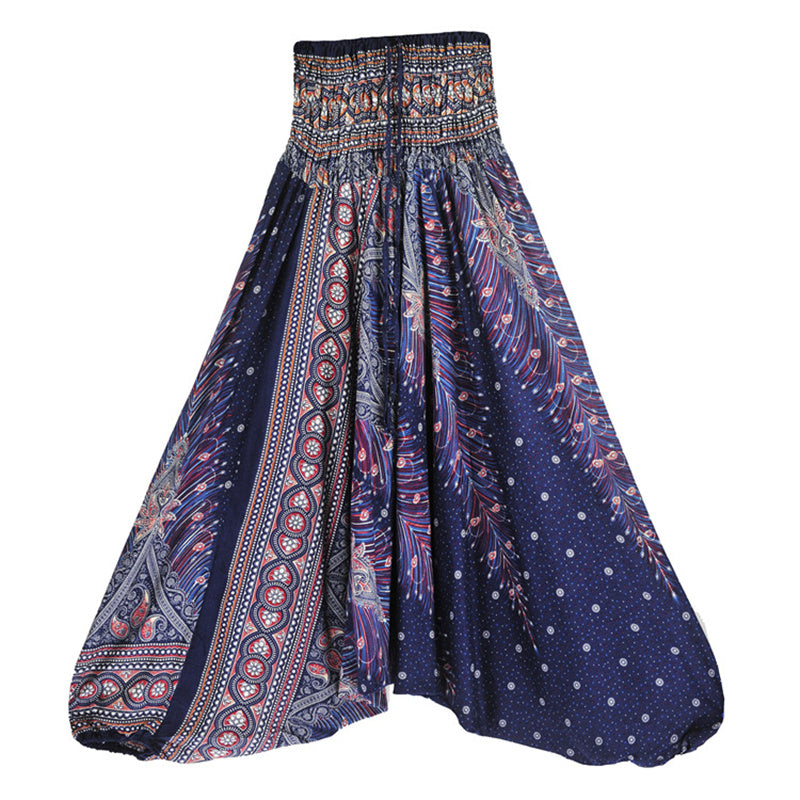 Pantalon ample à smocks et motif géométrique avec Buddha Stones , deux styles différents, pour femme, idéal pour le yoga - Paon bleu violet - US2-12, UK/AU6-16, EU34-44 (F) - image 36