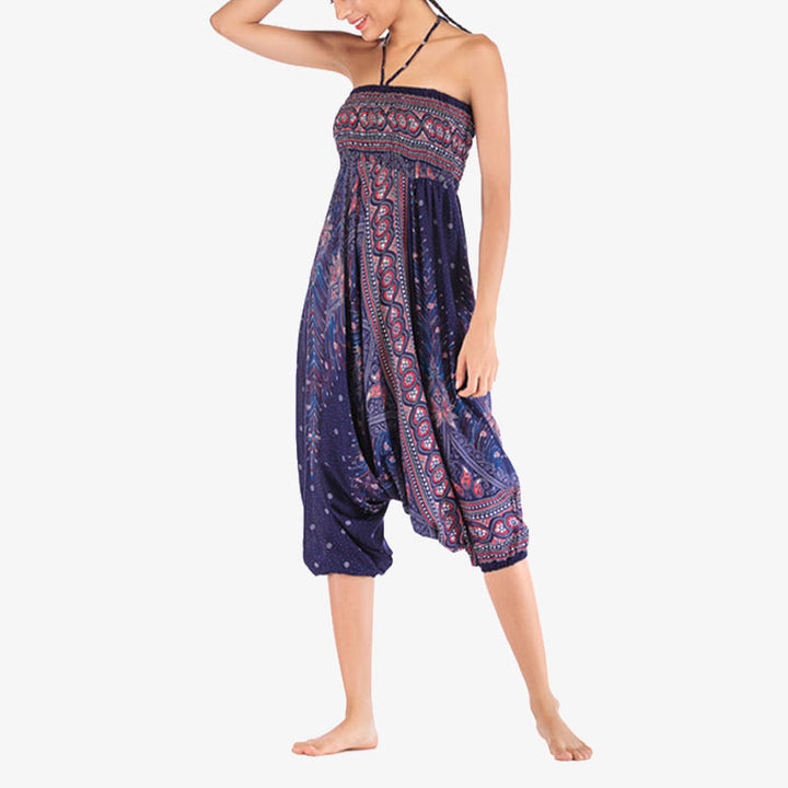 Pantalon ample à smocks et motif géométrique avec Buddha Stones , deux styles différents, pour femme, idéal pour le yoga - image 42