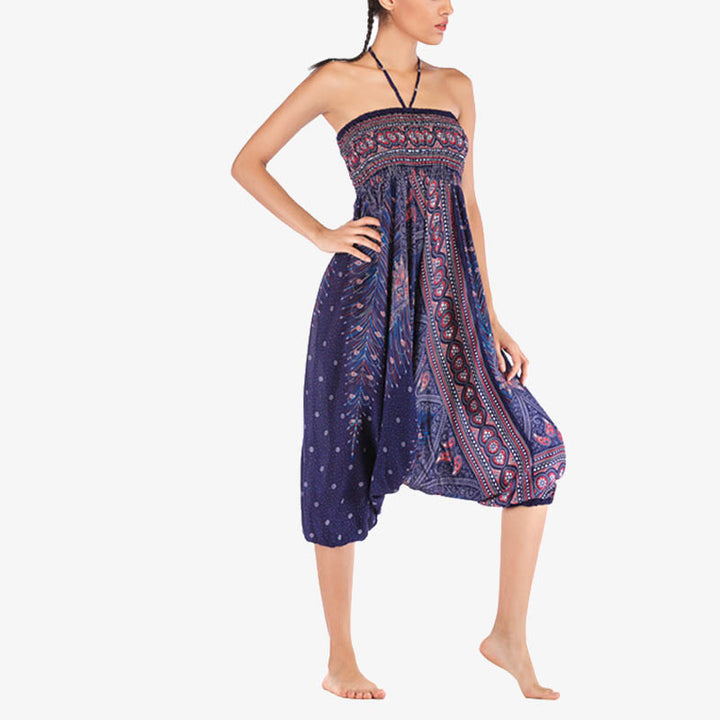 Pantalon ample à smocks et motif géométrique avec Buddha Stones , deux styles différents, pour femme, idéal pour le yoga - image 44