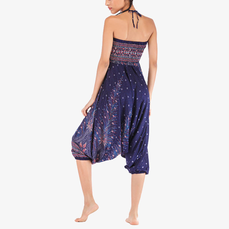 Pantalon ample à smocks et motif géométrique avec Buddha Stones , deux styles différents, pour femme, idéal pour le yoga - image 43