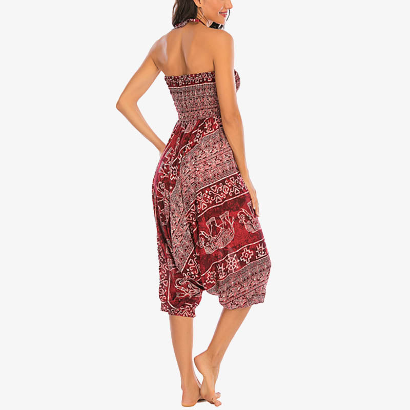 Pantalon sarouel ample à smocks Buddha Stones Two Style Wear Elephant Pattern Pantalon de yoga pour femme - image 8