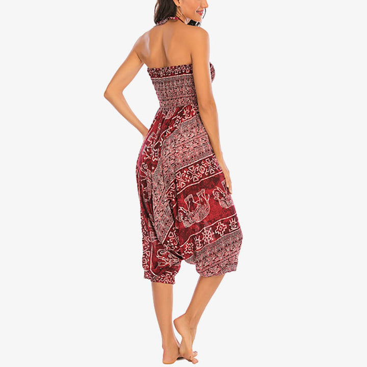 Pantalon sarouel ample à smocks Buddha Stones Two Style Wear Elephant Pattern Pantalon de yoga pour femme - image 8