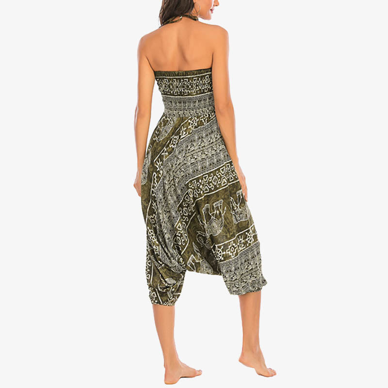Pantalon sarouel ample à smocks Buddha Stones Two Style Wear Elephant Pattern Pantalon de yoga pour femme - image 19