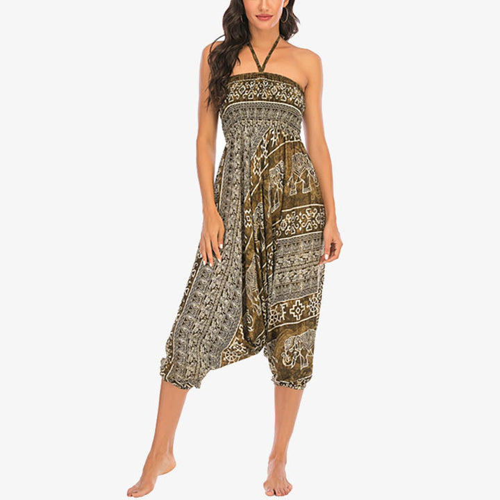 Pantalon sarouel ample à smocks Buddha Stones Two Style Wear Elephant Pattern Pantalon de yoga pour femme - image 17