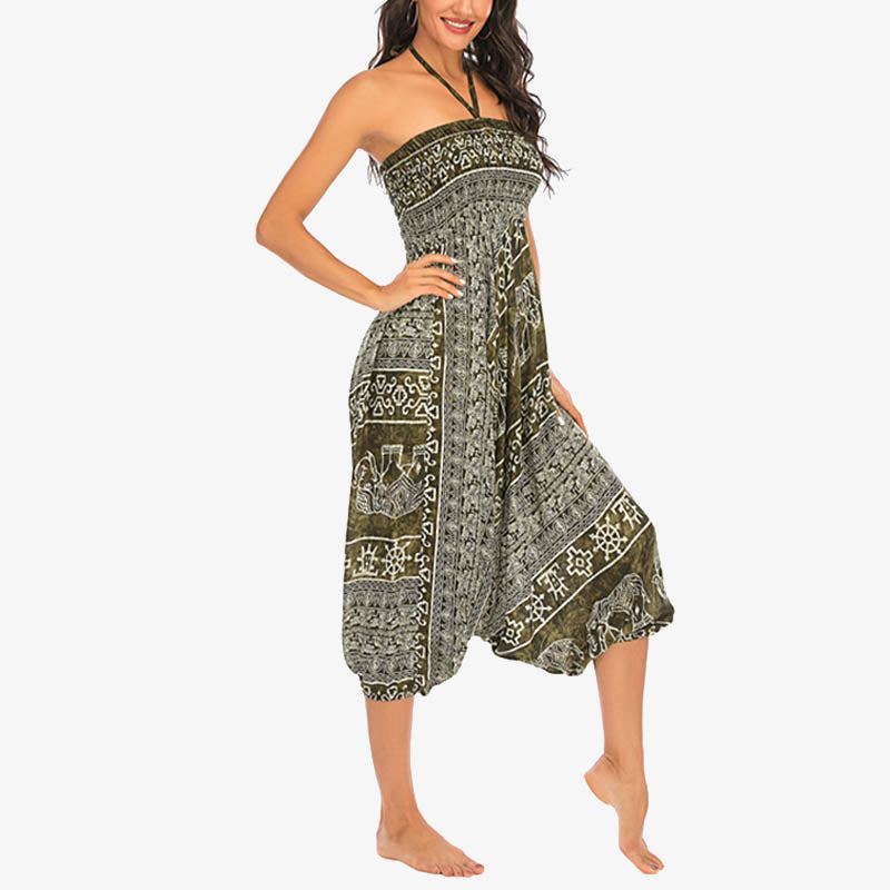 Pantalon sarouel ample à smocks Buddha Stones Two Style Wear Elephant Pattern Pantalon de yoga pour femme - image 18