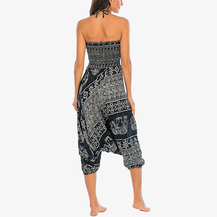 Pantalon sarouel ample à smocks Buddha Stones Two Style Wear Elephant Pattern Pantalon de yoga pour femme - image 30