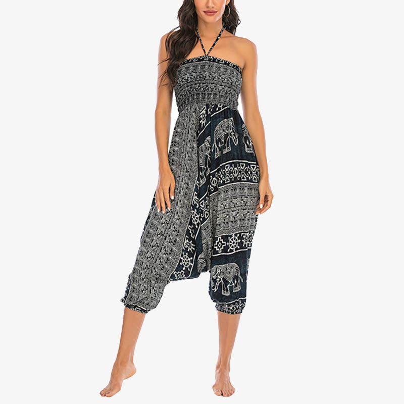 Pantalon sarouel ample à smocks Buddha Stones Two Style Wear Elephant Pattern Pantalon de yoga pour femme - image 27