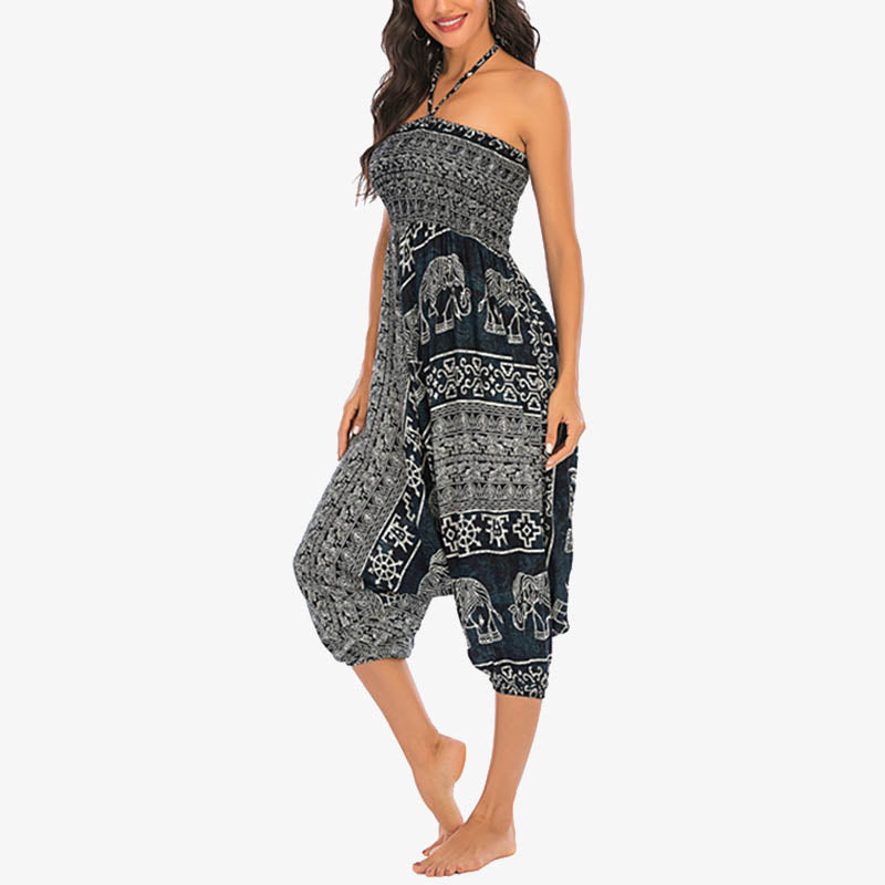 Pantalon sarouel ample à smocks Buddha Stones Two Style Wear Elephant Pattern Pantalon de yoga pour femme - image 29