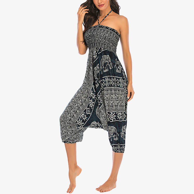 Pantalon sarouel ample à smocks Buddha Stones Two Style Wear Elephant Pattern Pantalon de yoga pour femme - image 28