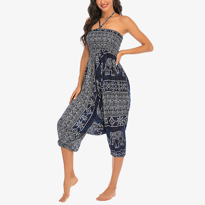 Pantalon sarouel ample à smocks Buddha Stones Two Style Wear Elephant Pattern Pantalon de yoga pour femme - image 39