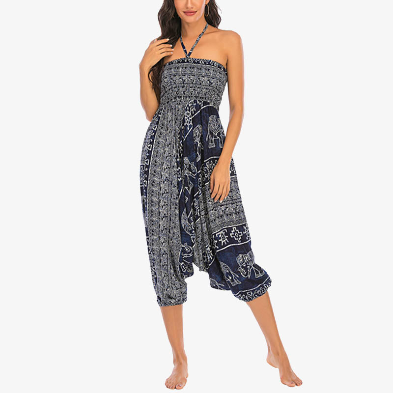 Pantalon sarouel ample à smocks Buddha Stones Two Style Wear Elephant Pattern Pantalon de yoga pour femme - image 38