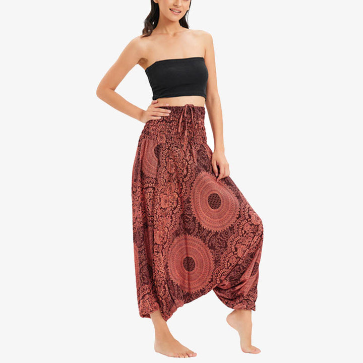 Pantalon de yoga pour femme Buddha Stones et deux styles à porter, style rond, géométrique, ample, décontracté - OrangeRouge-US2-12, UK/AU6-16, EU34-44 (F) - image 9