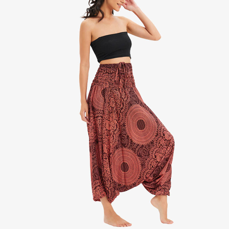 Pantalon de yoga pour femme Buddha Stones et deux styles à porter, style rond, géométrique, ample, décontracté - image 11