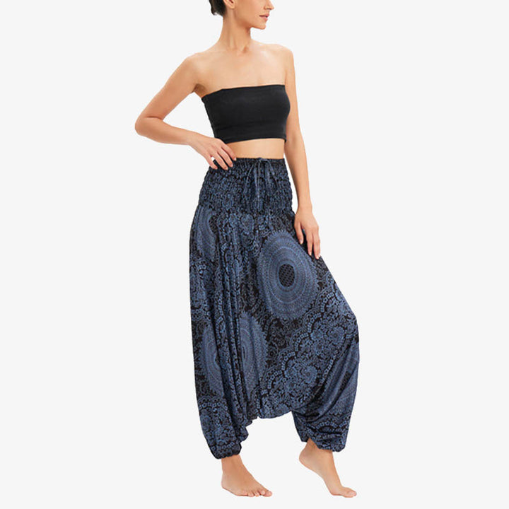 Pantalon de yoga pour femme Buddha Stones et deux styles à porter, style rond, géométrique, ample, décontracté - Noir - US2-12, UK/AU6-16, EU34-44 (F) - image 16