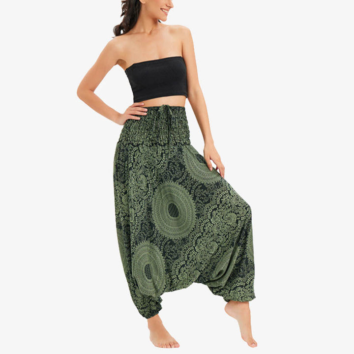 Pantalon de yoga pour femme Buddha Stones et deux styles à porter, style rond, géométrique, ample, décontracté - Vert - US2-12, UK/AU6-16, EU34-44 (F) - image 23