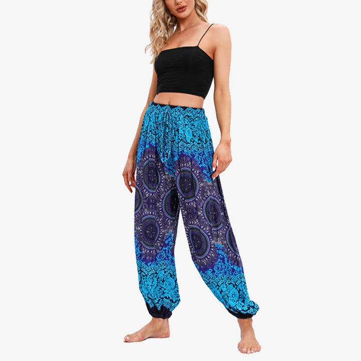 Pantalon de yoga ample à imprimé floral et géométrique rond avec Buddha Stones pour femme - image 8